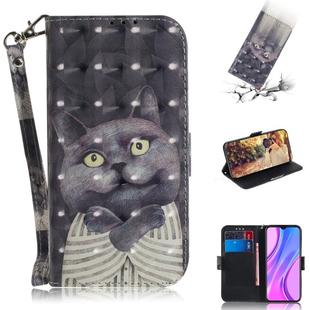 For Xiaomi Redmi 9 3D Painted Pattern Magnetic Attraction Horizontal Flip Leather Case with Holder & Card Slot & Wallet & Lanyard(Embrace Cat)