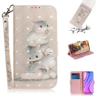 For Xiaomi Redmi 9 3D Painted Pattern Magnetic Attraction Horizontal Flip Leather Case with Holder & Card Slot & Wallet & Lanyard(Squirrels)