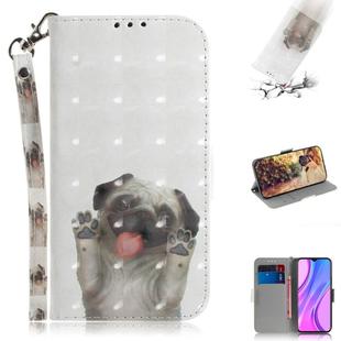 For Xiaomi Redmi 9 3D Painted Pattern Magnetic Attraction Horizontal Flip Leather Case with Holder & Card Slot & Wallet & Lanyard(Pekingese Dag)