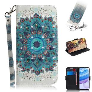 For Xiaomi Redmi 10X 5G 3D Painted Pattern Magnetic Attraction Horizontal Flip Leather Case with Holder & Card Slot & Wallet & Lanyard(Peacock Wreath)