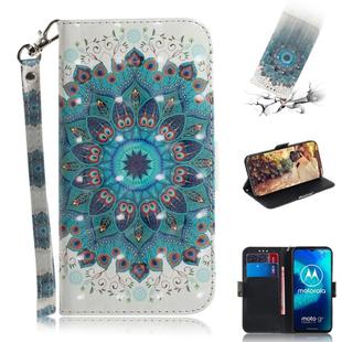 For Motorola Moto G8 Power Lite 3D Painted Pattern Magnetic Attraction Horizontal Flip Leather Case with Holder & Card Slot & Wallet & Lanyard(Peacock Wreath)