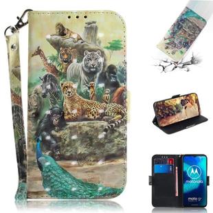 For Motorola Moto G8 Power Lite 3D Painted Pattern Magnetic Attraction Horizontal Flip Leather Case with Holder & Card Slot & Wallet & Lanyard(Zoo)