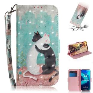 For Motorola Moto G8 Power Lite 3D Painted Pattern Magnetic Attraction Horizontal Flip Leather Case with Holder & Card Slot & Wallet & Lanyard(Black White Cat)