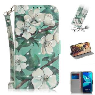 For Motorola Moto G8 Power Lite 3D Painted Pattern Magnetic Attraction Horizontal Flip Leather Case with Holder & Card Slot & Wallet & Lanyard(Watercolor Flowers)