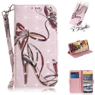 For Nokia 5.3 3D Painted Pattern Magnetic Attraction Horizontal Flip Leather Case with Holder & Card Slot & Wallet & Lanyard(Butterfly High Heels)