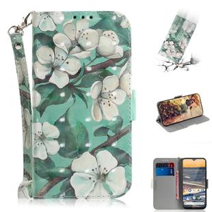 For Nokia 5.3 3D Painted Pattern Magnetic Attraction Horizontal Flip Leather Case with Holder & Card Slot & Wallet & Lanyard(Watercolor Flowers)