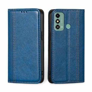 For ZTE Blade A53 4G Grid Texture Magnetic Flip Leather Phone Case(Blue)