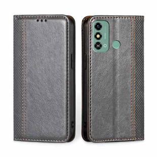 For ZTE Blade A53 4G Grid Texture Magnetic Flip Leather Phone Case(Grey)