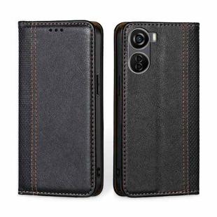 For ZTE Axon 40 Lite Grid Texture Magnetic Flip Leather Phone Case(Black)