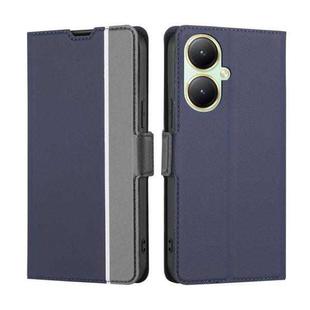For vivo Y35+ 5G Twill Texture Side Button Leather Phone Case(Blue)