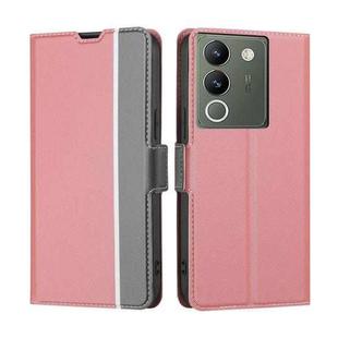 For vivo V29e 5G Twill Texture Side Button Leather Phone Case(Pink)