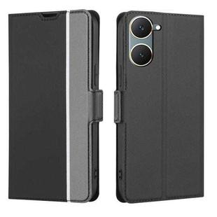 For vivo Y03 4G Twill Texture Side Button Leather Phone Case(Black)