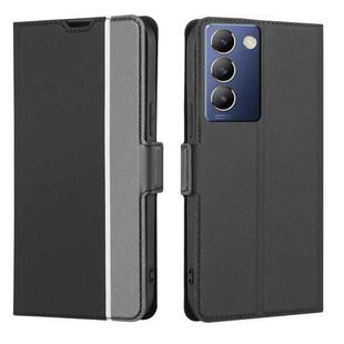 For vivo Y100 5G IDN Twill Texture Side Button Leather Phone Case(Black)