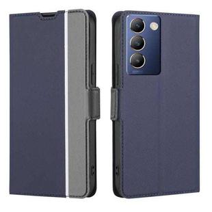 For vivo Y100 5G IDN Twill Texture Side Button Leather Phone Case(Blue)