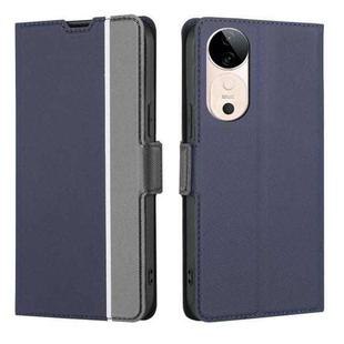 For vivo S19 Twill Texture Side Button Leather Phone Case(Blue)