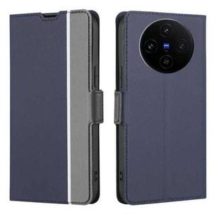 For vivo X100s Twill Texture Side Button Leather Phone Case(Blue)