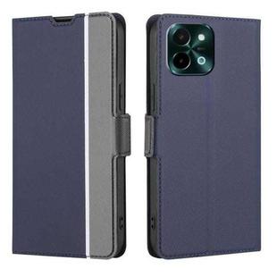 For vivo Y28 4G Twill Texture Side Button Leather Phone Case(Blue)