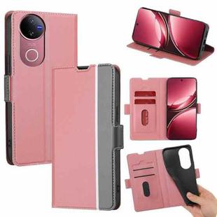 For vivo V50 5G Twill Texture Side Button Leather Phone Case(Pink)