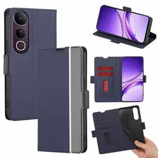 For vivo V50 Lite 5G Twill Texture Side Button Leather Phone Case(Blue)