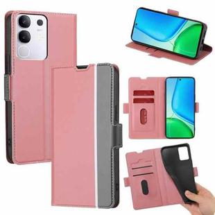 For vivo Y29 4G Global Twill Texture Side Button Leather Phone Case(Pink)