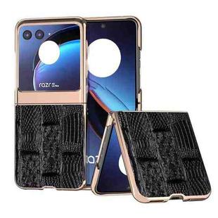 For Motorola Razr 40 Ultra Nano Electroplate Mahjong Texture Leather Phone Case(Black)