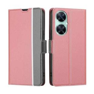 For Huawei Enjoy 60 Pro / nova 11i Twill Texture Side Button Leather Phone Case(Pink)