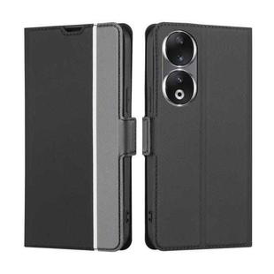 For Honor 90 5G Twill Texture Side Button Leather Phone Case(Black)