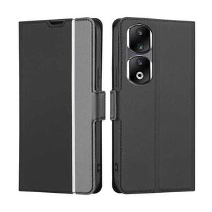 For Honor 90 Pro 5G Twill Texture Side Button Leather Phone Case(Black)
