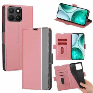 For Honor X8c 4G Twill Texture Side Button Leather Phone Case(Pink)