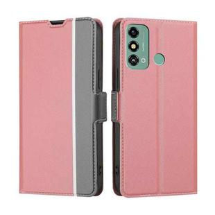 For ZTE Blade A53 4G Twill Texture Side Button Leather Phone Case(Pink)