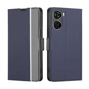 For ZTE Axon 40 Lite Twill Texture Side Button Leather Phone Case(Blue)