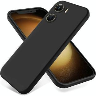 For vivo V29e 5G India Pure Color Liquid Silicone Shockproof Phone Case(Black)