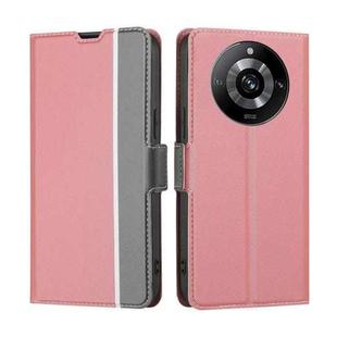 For Realme 11 Pro 5G / 11 Pro+ 5G Twill Texture Side Button Leather Phone Case(Pink)