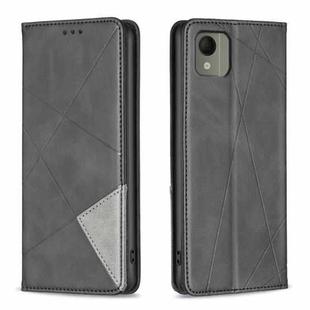 For Nokia C110 Rhombus Texture Magnetic Leather Phone Case(Black)