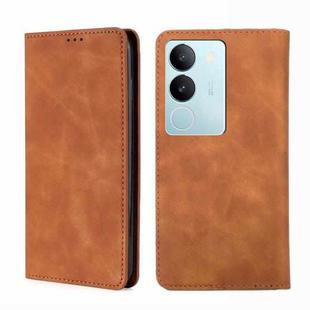 For vivo S17 5G / S17 Pro 5G Skin Feel Magnetic Leather Phone Case(Light Brown)
