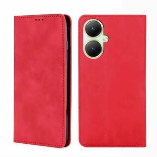 For vivo Y35+ 5G Skin Feel Magnetic Leather Phone Case(Red)