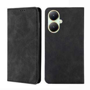 For vivo Y35+ 5G Skin Feel Magnetic Leather Phone Case(Black)