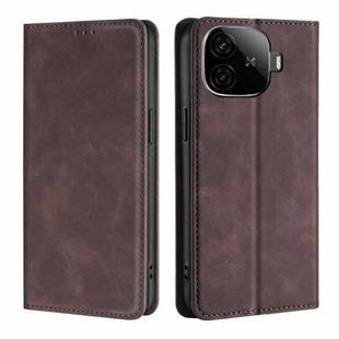 For vivo iQOO Z9 Turbo Skin Feel Magnetic Leather Phone Case(Dark Brown)