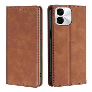 For vivo iQOO Z9x 5G Skin Feel Magnetic Leather Phone Case(Light Brown)