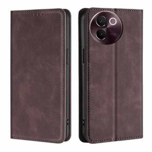 For vivo V30e 5G Global Skin Feel Magnetic Leather Phone Case(Dark Brown)