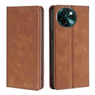 For vivo Y38 5G / T3x Global Skin Feel Magnetic Leather Phone Case(Light Brown)