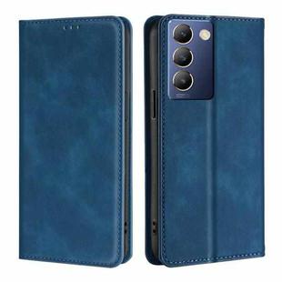 For vivo Y100 5G IDN Skin Feel Magnetic Leather Phone Case(Blue)