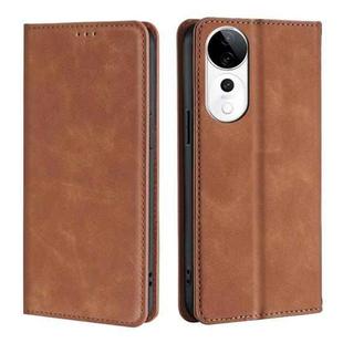 For vivo S19 Pro Skin Feel Magnetic Leather Phone Case(Light Brown)