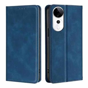 For vivo S19 Pro Skin Feel Magnetic Leather Phone Case(Blue)