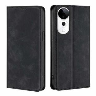 For vivo S19 Pro Skin Feel Magnetic Leather Phone Case(Black)