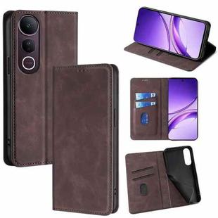 For vivo V50 Lite 5G Skin Feel Magnetic Leather Phone Case(Dark Brown)
