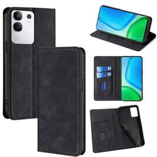 For vivo Y29 4G Global Skin Feel Magnetic Leather Phone Case(Black)