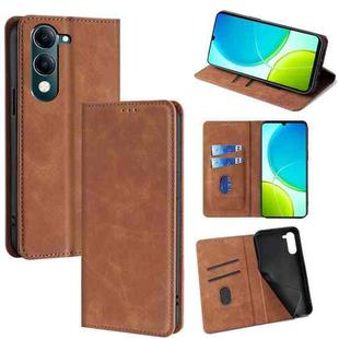 For vivo Y29s 5G / Y04 4G Skin Feel Magnetic Leather Phone Case(Light Brown)