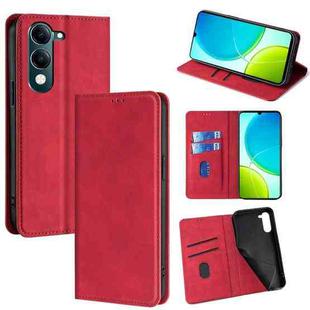 For vivo Y29s 5G / Y04 4G Skin Feel Magnetic Leather Phone Case(Red)