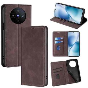 For vivo X200s 5G Skin Feel Magnetic Leather Phone Case(Dark Brown)